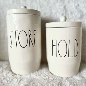 Rae Dunn Canister Set “Hold”and “Store” Artisan Collection by Magenta